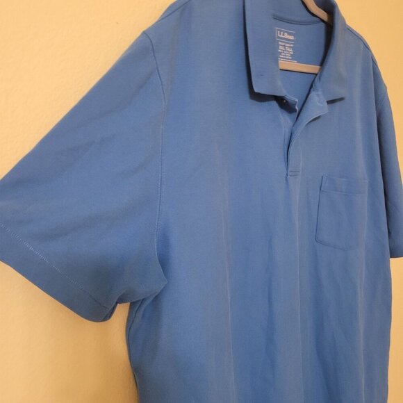 L.L. Bean Mens XXL Tall Blue Cotton‎ Polo Shirt Traditional Fit Casual Workwear - Picture 4 of 7